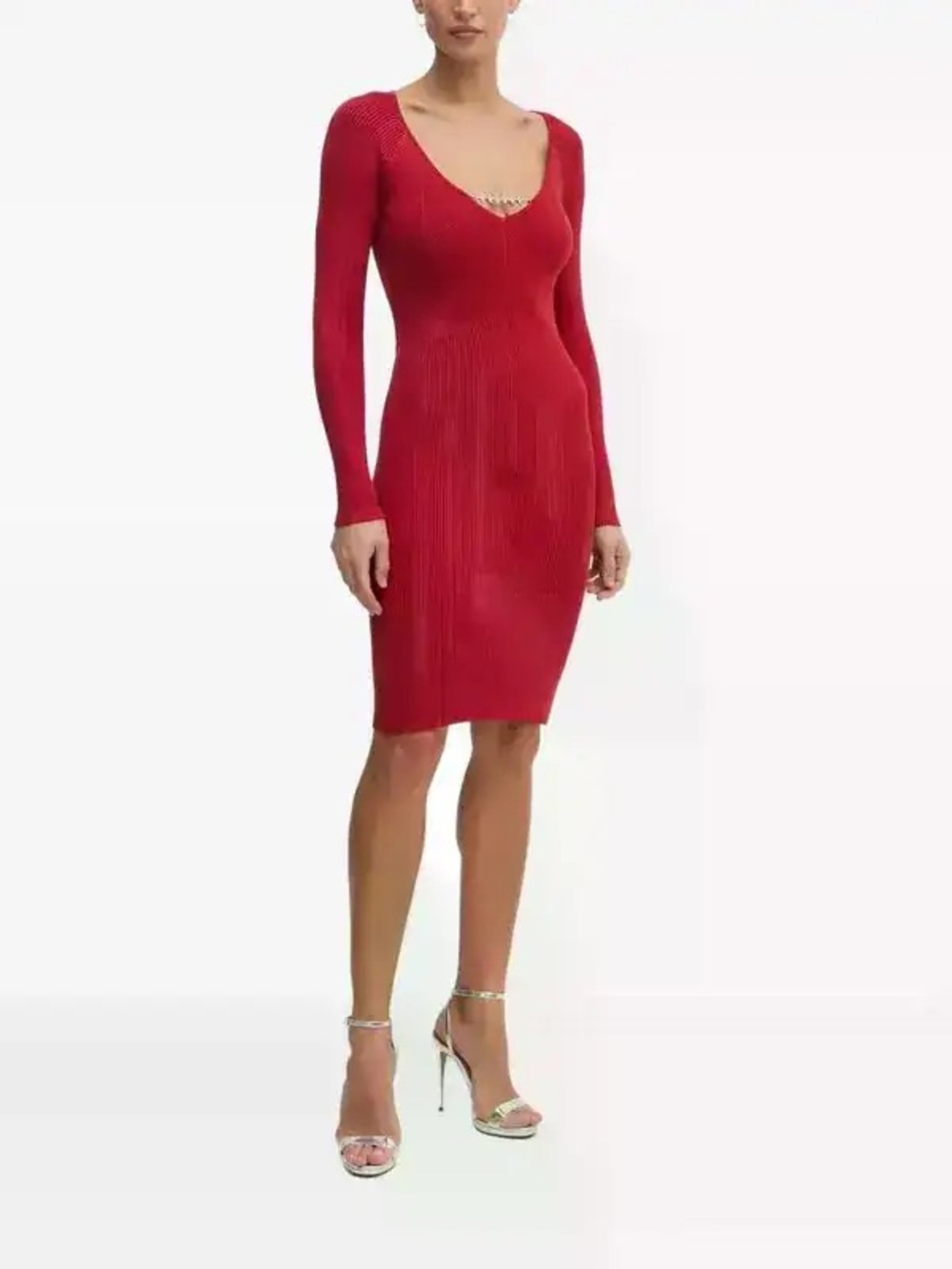 Guess Crystal-Embellished Ribbed Knit Midi Dress Sz XS